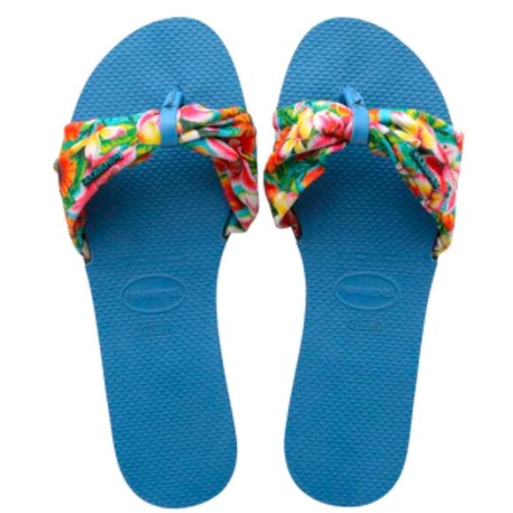 Havaianas Colorful Floral Blue Sandals - Picture 1 of 4